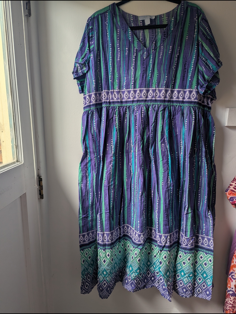 Only Necessities Teal and Purple Printed Maxi Dress